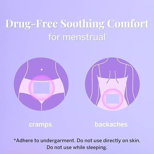 Pixie Period Cramps Menstrual Pain Relief Heat Patches - Lower Abdominal & Back Soothing Therapy - Natural Alternative to Lidocaine ICY Hot - Up to 8 Hours - 6 Count Discreet Disposable Heat Pads