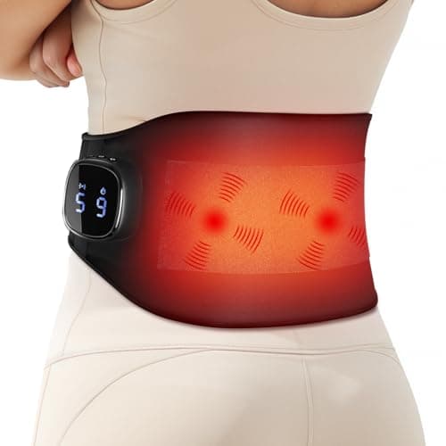 Comfytemp Cordless Portable Heating Pad with Massager for Lower Back Soothing, FSA Eligible HSA 9 Heat 5 Vibration 3 Intensity, Mothers Day Gifts for Mom Dad Rechargeable Wireless App Control