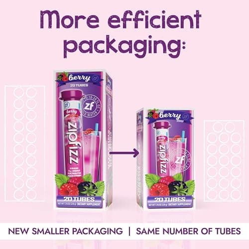 Zipfizz Daily Energy Drink Powder, Berry, 20 Pack | 3-in-1 Sustained Energy, Rapid Hydration, and Essential Vitamins | Sugar-Free | Electrolyte Powder | Contains Vitamin B-12 & Antioxidants