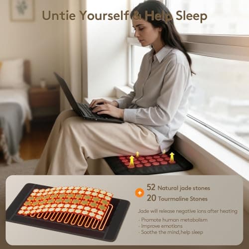 UTK Heating Pad for Back, 5X Deeper Back Pain Relief, Far Infrared Heating Pad with Natural Jade, FSA-HSA Eligible, Hotter to 159℉, 4H Auto Off, Travel Bag, Memory Function, 23.5"×16", Gifts for Women