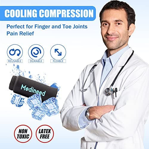 2PCS Finger Sleeves Gel Ice Pack, Lasting Cold Compress Freeze Sleeve, Reusable Finger Brace Ice Packs for Injuries, Arthritis, Tendonitis, Gout, Sprains, Middle Protectors (Black)