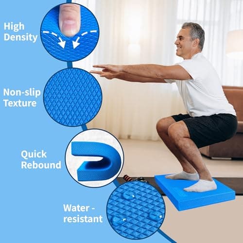 OiZenhio Professional Foam Balance Pad 15.8 x 13.2 x 2 inch, Large Balance Pads for Physical Therapy, Foam Balance Board for Rehabilitation Stability Workout Knee and Ankle Exercise Strength Training