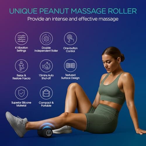 VOYOR-HEALTH Vibrating Peanut Massage Ball Roller, Electric Double Lacrosse Massage Ball with 4 Intensities for Muscle Pain Relief, Rechargeable Deep Tissue Massage, Yoga Sports Fitness MB300 (Black)