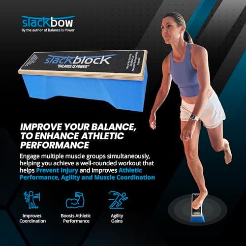 SlackBow SlackBlock Athletic Balance Trainer – Improve Balance, Stability, and Athletic Performance – Condition Your Body and Prevent Injury - Compact and Portable – 13”