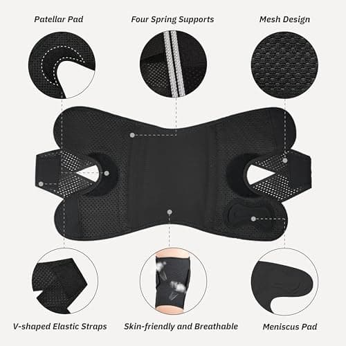 Knee Brace with Side Stabilizers for Knee Pain, Adjustable Knee Support for Meniscus Tear ACL MCL Arthritis Injury Recovery, Breathable Knee Wrap for Men & Women, Workout, Sports (Black, Large)