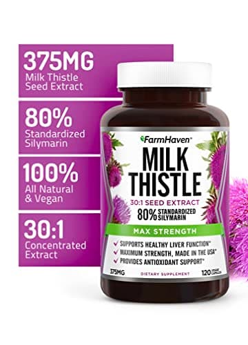 FarmHaven USDA Organic Milk Thistle Capsules | 30X Concentrated Seed Extract & 80% Silymarin Standardized - Supports Liver Function and Overall Health | Non-GMO | 120 Vegan Capsules