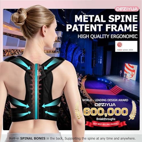 DEZIYUA Posture Corrector Back Brace for Women and Men, Shoulder Straightener, Adjustable Back Support Brace, Back Pain Relief – Slouching, Scoliosis, Hunchback, Hump, Thoracic, Spine Alignment – with Adjustable Shoulder Straps, Posture Support. Posture Corrector Back Brace - M (Underbust 28''-34'')