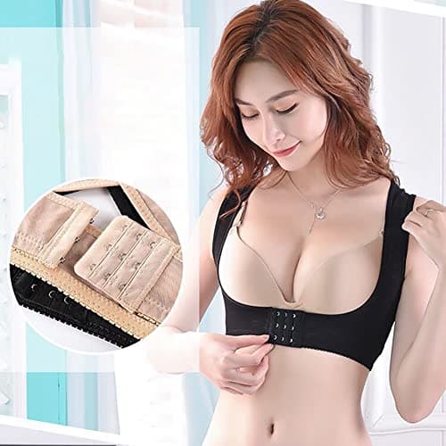 Surakey Women Chest Brace Up for Posture Corrector Shapewear Tops Breast Support Bra Top X Strap Fashion Breast Bras (Skin Color XL)