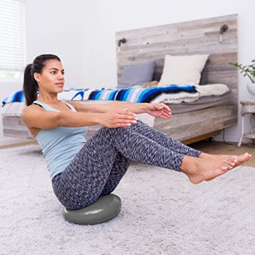 ProsourceFit Core Balance Disc Trainer, 14" Diameter with Pump for Fitness, Balance Training, or Seating; Wobble Board for Core Stability; Flexible Floor Cushions for Kids, Gray