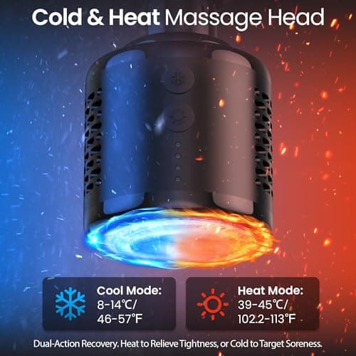 NAPRE 3-in-1 Mini Massage Gun with Heat and Cold,Deep Tissue Back Massage with Detachable Handle for Neck/Body Pain Relief,Portable Handheld Percussion Muscle Massager,Small & Quiet,5 Heads,with Case