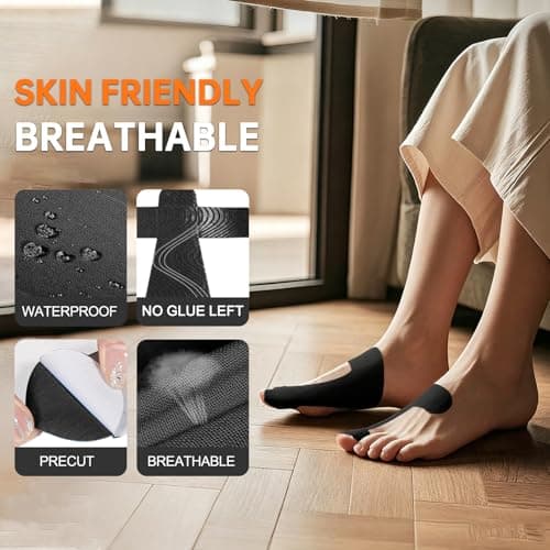 IEADEN Precut Kinesiology Tape for Bunion, 40 Pcs, Bunion Corrector & Relief, Big Toe Support and Pain Relief, Breathable Hypoallergenic Latex-Free Tape (Black)