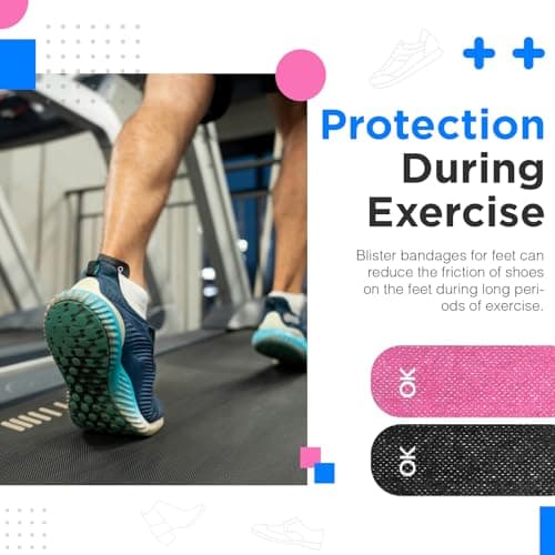 OK TAPE Pre-Cut Blister Bandages for feet | Blister Prevention Tape for Feet, Fingers, Toes | 1.2in x 3.5in,Black,40pcs
