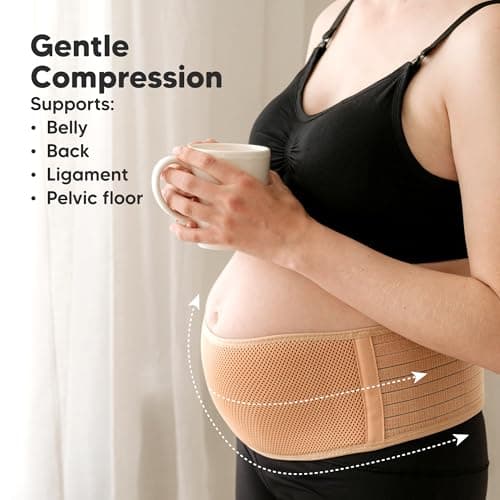 KeaBabies Pregnancy Belly Bands for Pregnant Women - 1-Pack, Soft & Breathable Maternity Belly Support Band, Easy Adjustable Maternity Belt for Back, Pelvic Support, Comfortablee (Classic Ivory, M/L)