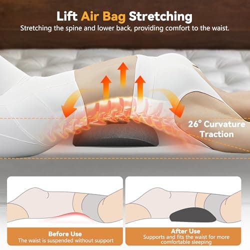 Minkurov 3 in 1 Smooth Spine Triple Fusion Back Massager with 118-inch USB Cable, Heated & Vibration &Traction Back Massager for Pain Relief Deep Tissue,Relaxation Lumbar Pillow for Office Home Use