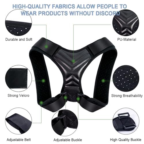 Posture Corrector, Back Brace for Women and Men, Adjustable Back Support, Shoulder Straightener for Improving Hunchback, Providing Pain Relief from Neck, Shoulder, and Upper Back - Black