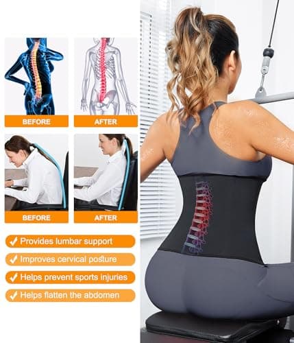 LEINIDINA Womens Waist Trainer Corset with Zipper Sweat Waist Trimmer for Women Workout Belt Corset Shapewear Black