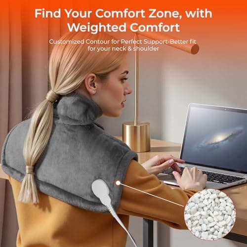 VAAGHANM Heating Pad: Electric Heat Pad -Weighted Instant Heating Pads for Neck and Shoulders-6 Heat Options & 6 Auto Timer Mode-Gift for Women Mom