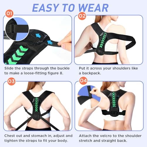 Asahaye Posture Corrector for Women and Men, Adjustable Back Brace Posture Corrector for Upper & Mid Spine Support, Breathable Back Brace for Improving Neck, Shoulder and Back Posture Pain Relief