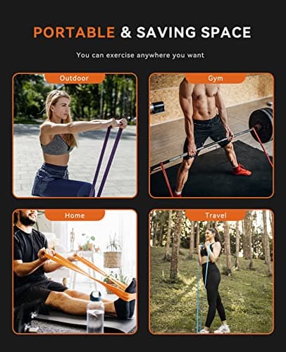 SUNPOW Pull Up Assistance Bands, Set of 5 Heavy Duty Resistance Bands for Men & Women, Natural Latex Exercise Bands for Pull-Up Progression, Home Workout, Strength Training, Mobility & Stretching