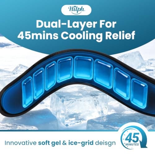 Hilph Neck Ice Pack Wrap for Tonsillectomy Recovery, Throat Ice Pack for Thyroidectomy, Adjustable Gel Ice Collar Cold Compress for Neck Cervical Pain Relief, Post Surgery, Hot Flash, Menopause Black