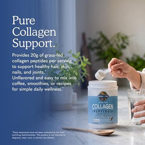Garden of Life Grass Fed Collagen Peptides Powder Unflavored Collagen Powder for Hair Skin Nails Joints, Hydrolyzed Collagen Protein Supplements, Collagen for Women & Men, 28 Servings