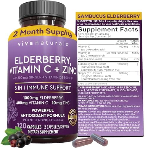 Viva Naturals Elderberry: Análisis Completo del Suplemento 5 en 1 con Vitamina C y Zinc