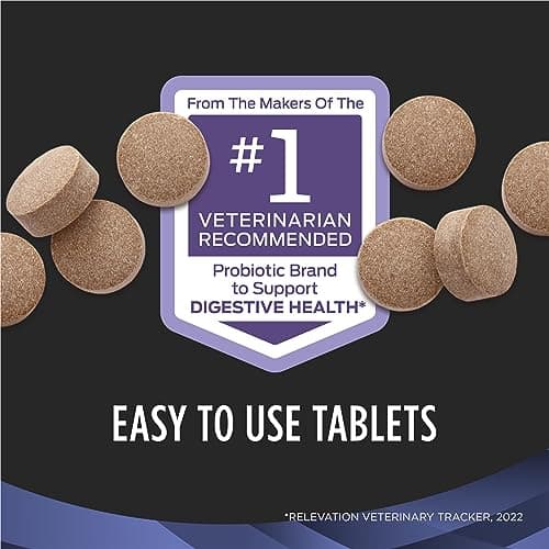 Purina Pro Plan Veterinary Supplements FortiFlora Daily Probiotics for Dogs Chewable Tablets for Digestive Gut Health and Diarrhea - 45 ct. Canister