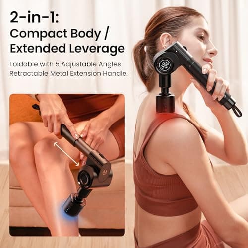 NAPRE Massage Gun with Heat and Cold,Deep Tissue Percussion Back Massager for Muscle/Neck/Body Pain Relief with Long Extension Handle,32-Speeds,Foldable with 5 Adjustable Angles,Mothers Day Gifts