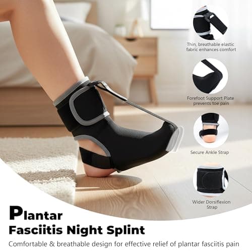 CHJOD Plantar Fasciitis Night Splint Sock - Adjustable Planter Facetious Relief Brace for Women Men,Soft Plantar Fascia Boot for Sleeping,Support Relief Foot Drop Achilles Tendonitis Relief Day Night