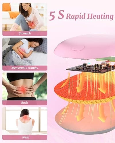 Portable Heating Pad, Upgraded Cordless Electric Fast Heating Pad for Back Belt 6 Heat 6 Vibrating Modes Gifts for Women Girls Her Girlfriend Pink