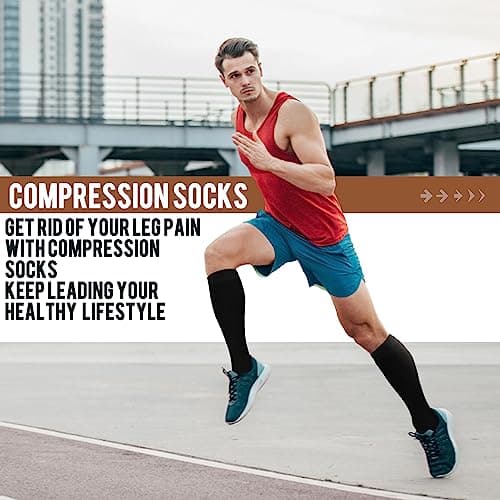 ACTINPUT Copper Compression Socks Men Women Circulation 4 Pairs-Best Support for Nurses,Running,Cycling,Flying,Gift Idea (Black, Large/X-Large)