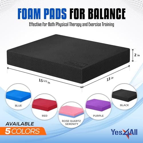 Yes4All Balance Pad, Nonslip TPE Foam Balance Pad with Upgraded Sizes - L, XL, XXL Balance Mat for Fitness, Yoga & Stability Training - Multicolor Options - L, Black