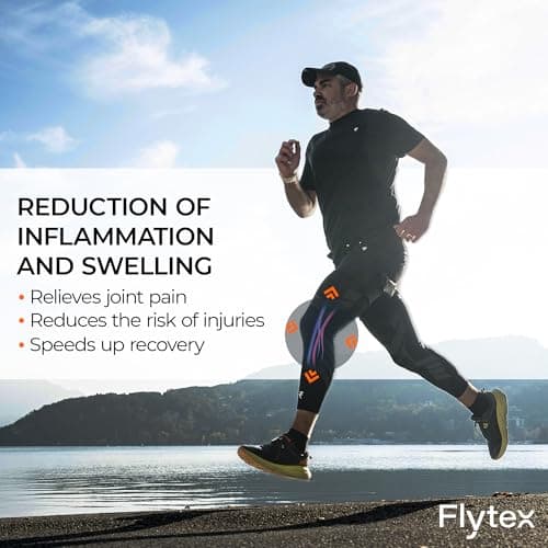 FLYTEX – Knee Compression Sleeves – Pain & Injury Relief for Knees – Osteoarthritis, Meniscus Tear, Cruciate Ligament, IT Band Syndrome – Ideal for Running, Hiking, Cycling, Fitness, Basketball (Black, XL)