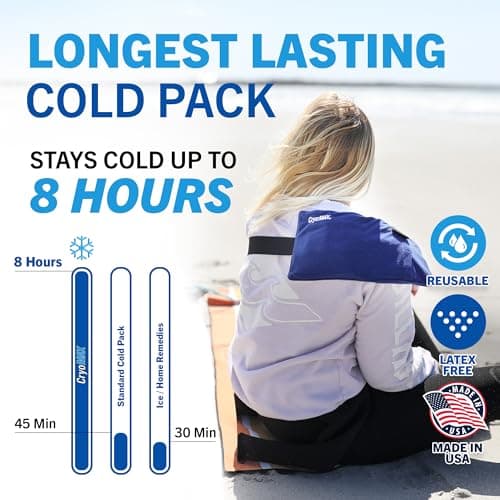 Cryo-Max Cold Pack, 8 Hour Reusable Cold Therapy Ice Pack for Elbows, Knees, Neck + More, Medium, 6" x 12" (1 Count)