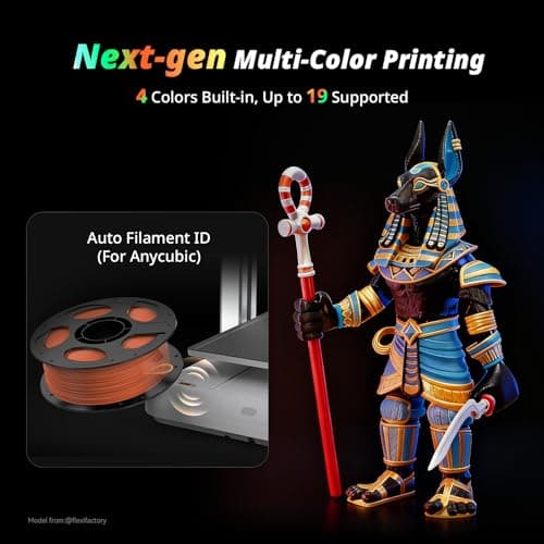 Anycubic Kobra X Multicolor 3D Printer, Easy Setup with Native 4-Color Printing Up 19 Color, 600mm/s Fast 3D Printing, AI Camera, Quiet 45dB, FDM Perfect for Kids Beginners Family Makers Professional