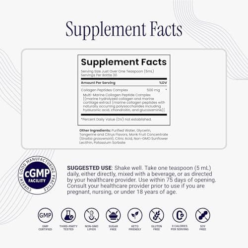 Rho Nutrition Liposomal Collagen Peptides - High-Absorption Liquid Collagen Supplement - Supports Skin Elasticity, Joint Health, and Overall Vitality for Healthy Aging, 5 fl oz