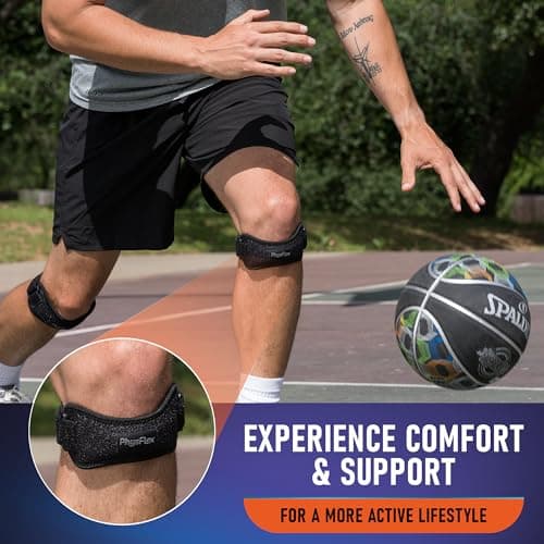 PhysFlex 2 Pack Patella Knee Brace - Knee Support and Pain Relief, Running, Hiking, Basketball, Jumpers Knee, Tendonitis, Adjustable Strap Patellar Tendon Stabilizer