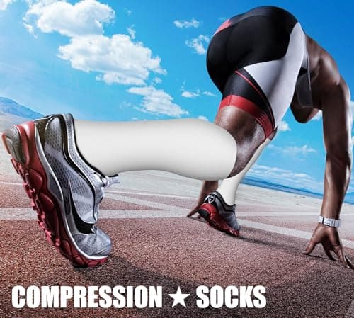 CHARMKING 3 Pairs Open Toe Compression Socks for Women & Men Circulation 15-20 mmHg is Best for All Day Wear Running Nurse (02 Black/White/Beige, S/M)