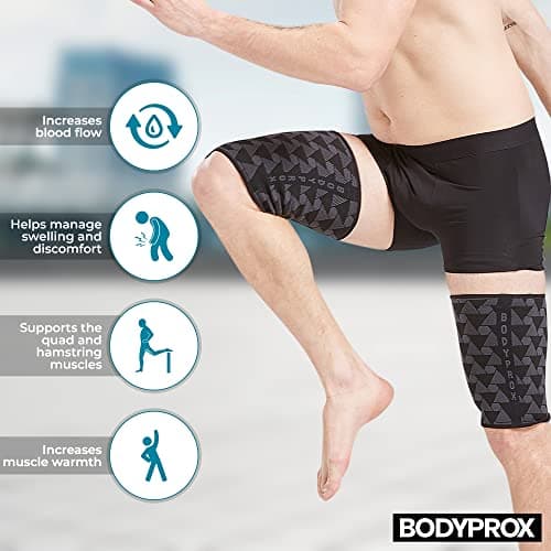 BODYPROX Thigh Compression Sleeve(1 Pair), Hamstring Compression Sleeve for Men and Women(Medium)