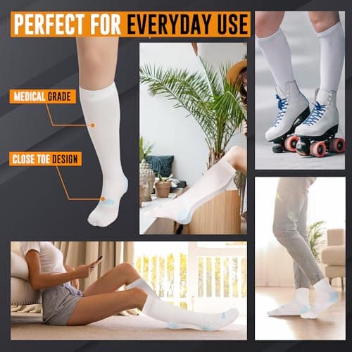 Doc Miller TED Hose Stockings Anti Embolism Knee High for Women & Men,15-20mmhg Graduated Compression Socks, Hospital Style Surgical Stockings, Support Hose with Inspection Hole, Large Size, 1 Pair