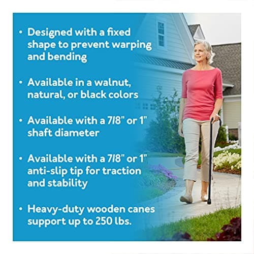 Carex Wooden Walking Cane, Round Handle Wood Cane with Natural Ash Finish and Rubber Tip, Traditional Style Walking Stick for Men and Women, 36 Inch Height, 7/8 Inch Diameter Natural Ash Finish