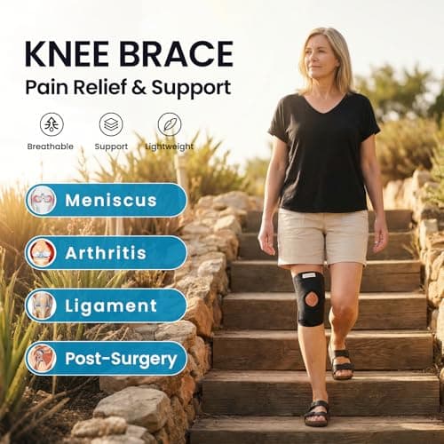 Galvaran Knee Brace with Side Stabilizers for Meniscal Tear Knee Pain ACL MCL Arthritis Injuries Recovery, Breathable Adjustable Knee Support for Men and Women