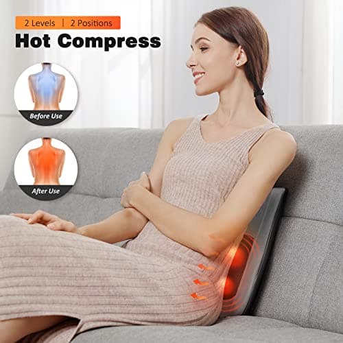 Boriwat Back Massager with Heat, 3D Kneading Massage Pillow for Back, Neck, Shoulder, Leg Pain Relief Deep Tissue, Gifts for Women Men Mom Dad(Dark Gray)