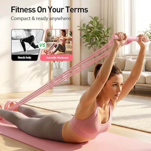 Pedal Resistance Bands with Handles, 2026 Upgrade Multifunction Tension Rope, Elastic Yoga Resistance Band, Home Exercise Equipment for Full Body Workout, Yoga, Stretching, Waist, Arm, Leg (Purple)