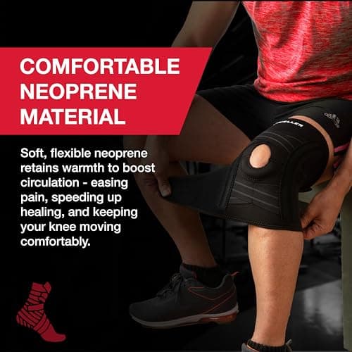 MUELLER Sports Medicine Self Adjusting Knee Brace for Men and Women, Knee Stabilizer for Compression and Pain Relief Support, Ideal for Arthritis, Sprains, Black, One Size