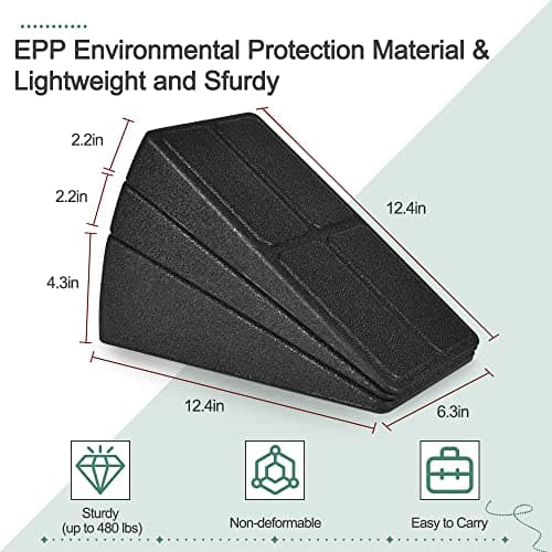 Slant Board Squat Wedge for Calf Stretching，3 Pcs 12" x 6.3" Foot Stretcher Balance Board for Plantar Fasciitis, Adjustable Foam Slant Board Wedge Great for Exercises (Black)