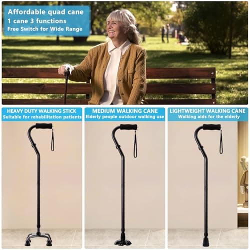 LIXIANG Walking Cane 3 in1 - Adjustable Lightweight Walking Sticks from 29-37 Inches,Balancing Mobility Aid for Men and Women