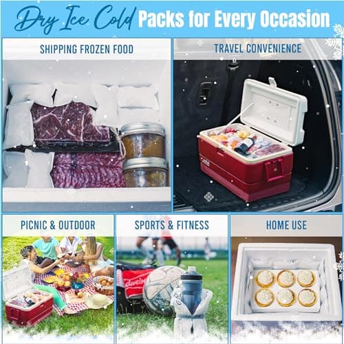Shipping Cold Packs Dry Ice for Shipping Frozen Food, Flexible Cold Ice Pack Sheets for Coolers, Long Lasting Freezer Ice Packs 14'' X 13'' 144Cells