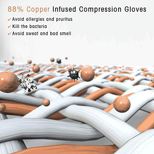 HENOTIC Copper Arthritis Gloves for Women Men, Fingerless Breathable & Moisture Wicking Arthritis Compression Gloves for Relieving Carpal Tunnel Aches, Rheumatoid Pains, Joint Swell