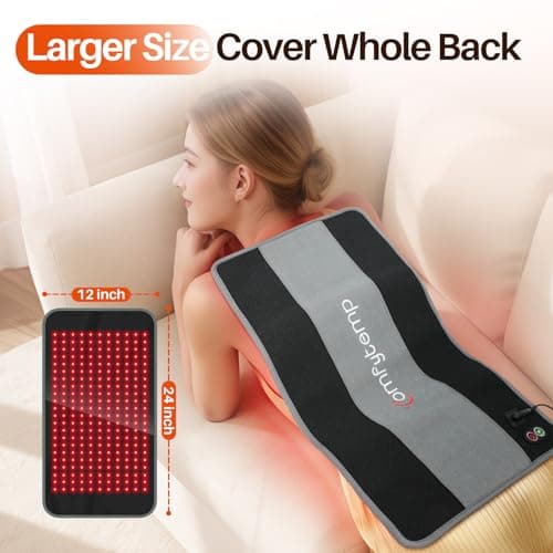 Comfytemp 24’’ x 12’’ Red Light Therapy Pad for Body, FSA Eligible HSA Wearable Near Infrared Light Wrap, 660nm & 850nm Light Pad for Back Joint Muscle, Gifts for Mom Women Men